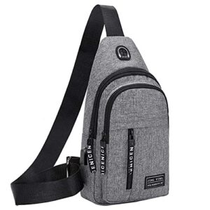 ausyst multipurpose crossbody chest bag waterproof strap bag with usb hole & headphone hole sport outdoor hiking backpack