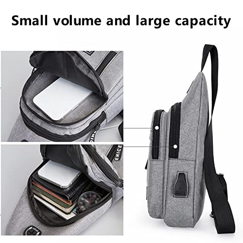 Ausyst Multipurpose Crossbody Chest Bag Waterproof Strap Bag with USB Hole & Headphone Hole Sport Outdoor Hiking Backpack