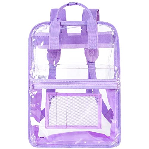 TXHVO Clear Backpack, Heavy Duty Transparent Bookbag, See Through PVC Backpacks for Women - Purple