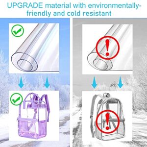 TXHVO Clear Backpack, Heavy Duty Transparent Bookbag, See Through PVC Backpacks for Women - Purple