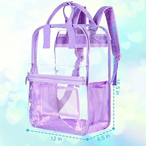 TXHVO Clear Backpack, Heavy Duty Transparent Bookbag, See Through PVC Backpacks for Women - Purple