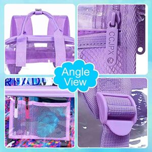 TXHVO Clear Backpack, Heavy Duty Transparent Bookbag, See Through PVC Backpacks for Women - Purple