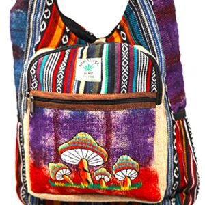 Himalaya Handmade Unique Design Mushroom Hand Embroidery crossbody bag Hippie Festival Travel 100% Hemp FAIR TRADE | Handmade with Love