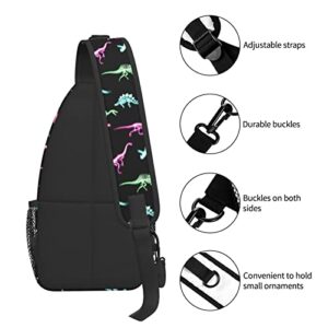 Sling Bag For Women Men，Magic Trippy Dinosaur Crossbody Shoulder Backpack Lightweight One Strap Casual Chest Daypack For Travel Hiking Outdoor Sports