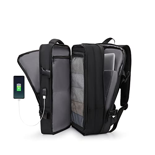 Men Carry on Travel Backpack 40L,Hiking Backpack Waterproof for Women, Lightweight School Casual Daypack Laptop Backpack with Expandable Airplane Approved 15.6 inch Laptop Compartment USB Charge Port