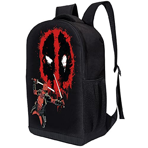 Marvel Comics Classic Deadpool Backpack - Black Knapsack 16 Inch Padded Bag (Deadpool 1)