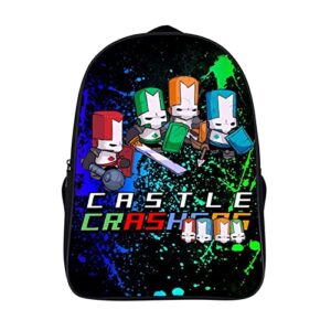 16 inch 2 compartment backpack castle_knights_crashers castle_knights_crashers castle_knights_crashers unisex adults teenagers children’s shoulders bag student schoolbag