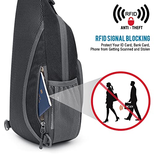 G4Free RFID Sling Bag Crossbody Sling Backpack Small Chest Shoulder Backpack Men Women Hiking Outdoor(Dark Gray)