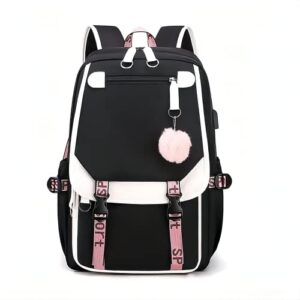 hxuanyu backpack for girls usb backpack suitable as girls school bags girls laptop bag (black)