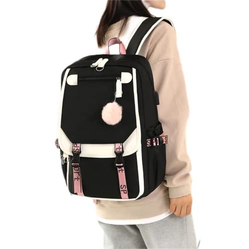 HXUANYU Backpack for Girls usb Backpack Suitable as Girls School Bags Girls Laptop Bag (black)