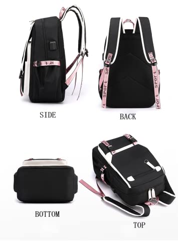 HXUANYU Backpack for Girls usb Backpack Suitable as Girls School Bags Girls Laptop Bag (black)