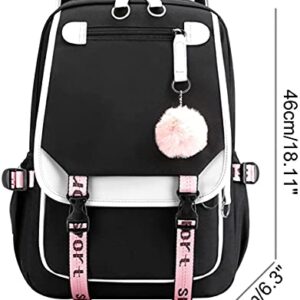 HXUANYU Backpack for Girls usb Backpack Suitable as Girls School Bags Girls Laptop Bag (black)