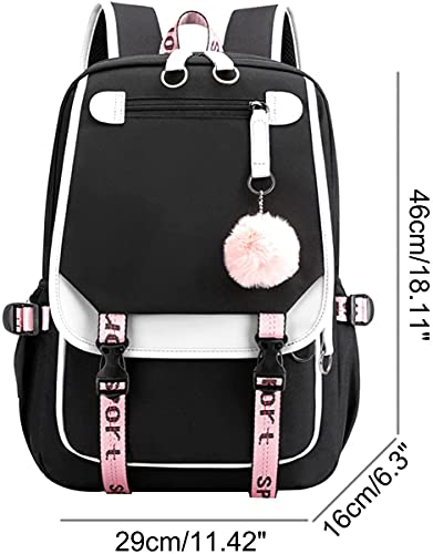 HXUANYU Backpack for Girls usb Backpack Suitable as Girls School Bags Girls Laptop Bag (black)