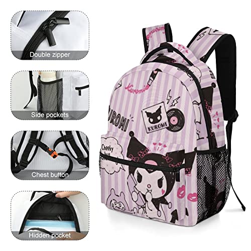 Zqiyhre Kawaii Ku-romi Backpack DIY Anime Small Laptop Backpack Travel Backpack for Teen