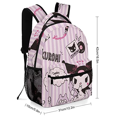 Zqiyhre Kawaii Ku-romi Backpack DIY Anime Small Laptop Backpack Travel Backpack for Teen