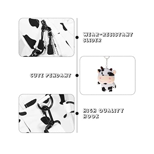 Amosfun Cow Pattern Backpack Cow Print Backpack Mini Canvas Daypack with Plush Cow Pendant for Bag Accessory