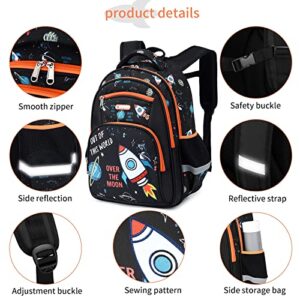 Kid Bookbag Boy Kindergarten Elenemtary Preschool Multi Compartment Backpack, Chest Strap Side Pockets