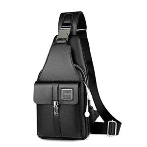 leathario men’s leather sling bag chest bag shoulder bag crossbody casual bag pack multipurpose