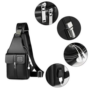 Leathario Men's leather Sling Bag Chest Bag Shoulder Bag Crossbody Casual Bag Pack Multipurpose