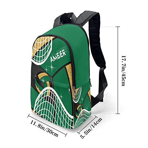 XOZOTY Printed Volleyball Dark Green Backpack for Sport Hiking Nylon Waterproof Bookbag
