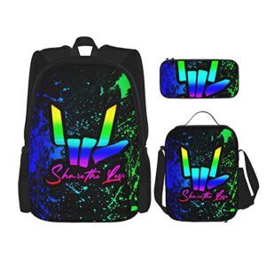 nuifenb 3 piece kids backpack with lunch bag share love backpack for school girls boys teens bookbag ruckpack daypack pencil case