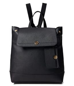 tommy hilfiger gretta ii flap backpack with hangoff saffiano pvc black one size