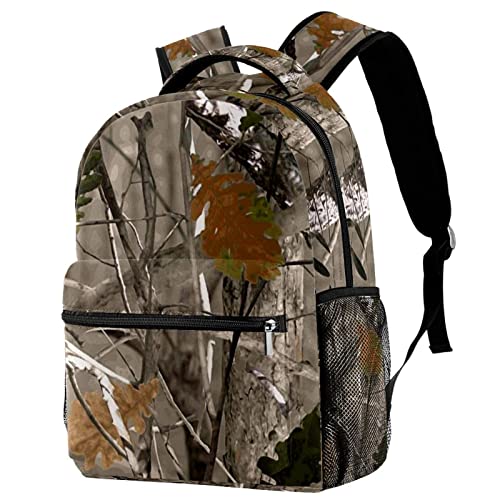 School Backpack for Teen Girls Boys Camouflage Tree Leaf Travel Back Pack for Women Men