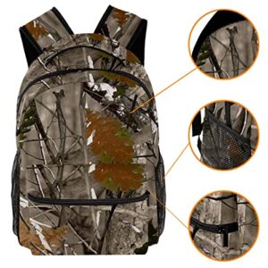 School Backpack for Teen Girls Boys Camouflage Tree Leaf Travel Back Pack for Women Men