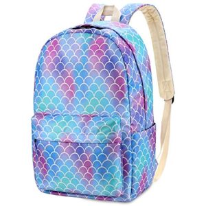 mermaid backpack for girls, blue school bags bookbags for teenager