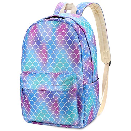 Mermaid Backpack for Girls, Blue School Bags Bookbags for Teenager