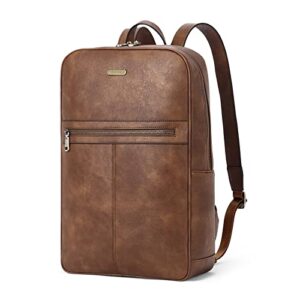 choliss laptop backpack for women&men,15.6″ computer backpack,retro vegan leather travel work school college bag durable daypack