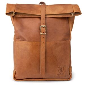 BERLINER BAGS Vintage Leather Backpack Paris XL, Large Waterproof Bookbag for Men and Women - Brown (Brown - Cognac)