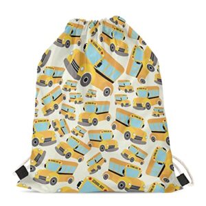 instantarts drawstring backpacks yellow school bus print string training gymsack lightweight portable school shoulder bookbag back to school