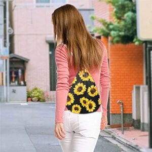 INSTANTARTS Drawstring Backpacks Yellow School Bus Print String Training Gymsack Lightweight Portable School Shoulder Bookbag Back to School