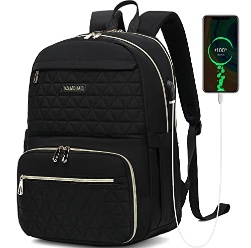 Lunch Backpack for Women, Insulated Cooler Lunch Box, 15.6 Inch Laptop Business Backpack with USB Port, Water Resistant College School Bookbag Computer Bag for Camping Travel Women & Men Gift, Black