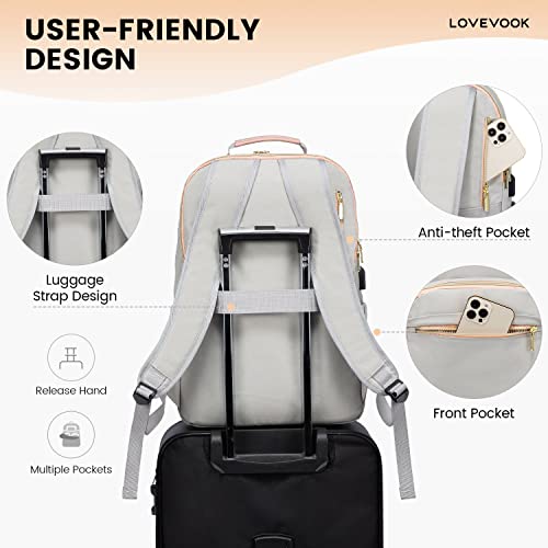 LOVEVOOK Laptop Backpack for Women Fashion Work Backpack Large Capacity Nurse Teacher Bag Cute Computer Bookbag with Separate Laptop Compartment 15.6 Inch for Business,Travel, School, College