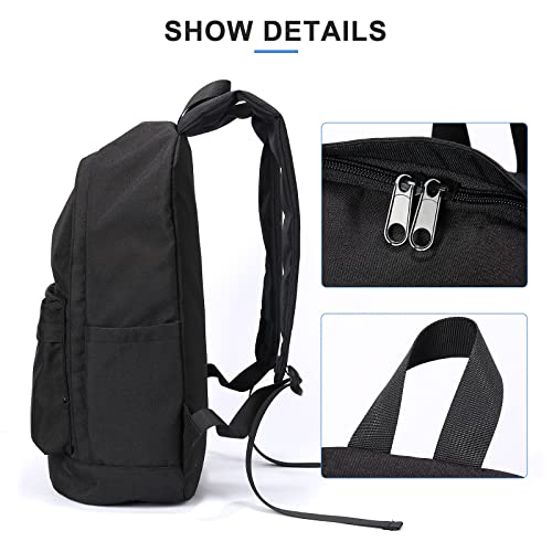 coowoz School Backpack Waterproof Black Bookbag College High School Bags For Boys Girls Lightweight Travel Rucksack Casual Daypack Laptop Backpacks For Men Women(Black2)