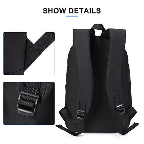 coowoz School Backpack Waterproof Black Bookbag College High School Bags For Boys Girls Lightweight Travel Rucksack Casual Daypack Laptop Backpacks For Men Women(Black2)