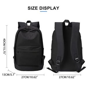 coowoz School Backpack Waterproof Black Bookbag College High School Bags For Boys Girls Lightweight Travel Rucksack Casual Daypack Laptop Backpacks For Men Women(Black2)