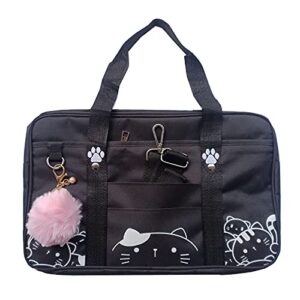 tipiho ita 15.6″ laptop bag cat print school jk handbag-lolita anime school bag (black)