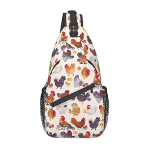 chicken and chick sling bag crossbody backpack hiking travel daypack chest bag shoulder bag for women men