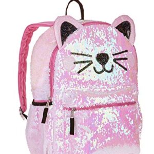 Kitty Cat Sequin Backpack for Girls -- Deluxe Kitten Backpack with 2 Way Sequins, 16 Inch