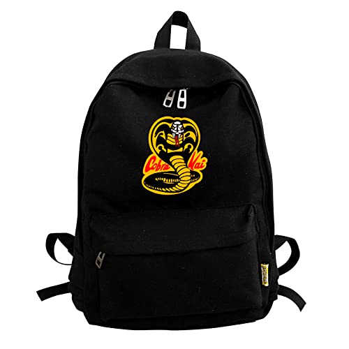 niphAskDy Cobra Karate TV Show Strike First No Mercy Cosplay Backpack Knapsack for Men Women Kids School Student Black 10.5x15.5x 4 .5inches