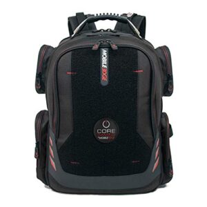 core gaming laptop backpack from mobile edge core gaming, 17.3 inch, external usb 3.0 quick-charge port w/built-in charging cable, patch panel – black w/red trim – mecgbpv1