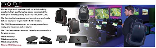 Core Gaming Laptop Backpack From Mobile Edge Core Gaming, 17.3 Inch, External USB 3.0 Quick-Charge Port w/Built-in Charging Cable, Patch Panel - Black w/Red Trim - MECGBPV1