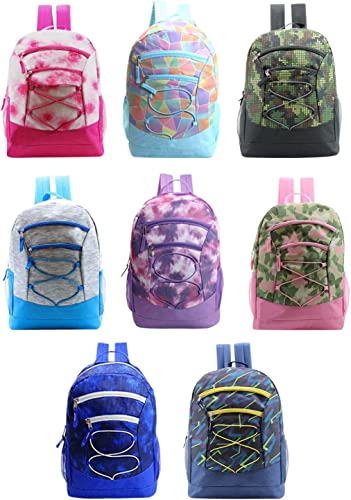 Moda West 17 Inch Bulk Backpacks with 18 Piece Wholesale School Supply Kits in 8 Assorted Styles - Case of 8 Pack Bundle