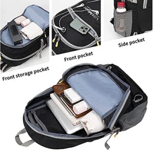 LITEMOUNT Lightweight Packable Backpack, Hiking Backpack, Outdoor Travel Daypack (Black)