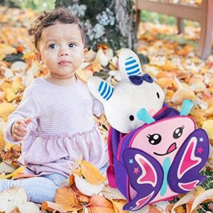 AGSDON Toddler Backpack with Leash, 9.5" Kids Butterfly Safety Leashes Removable Tether bookbag