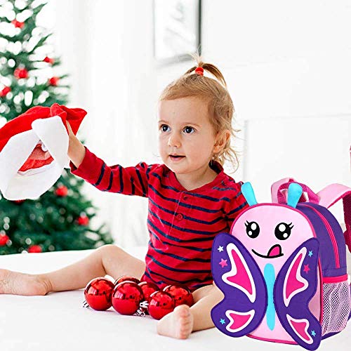 AGSDON Toddler Backpack with Leash, 9.5" Kids Butterfly Safety Leashes Removable Tether bookbag