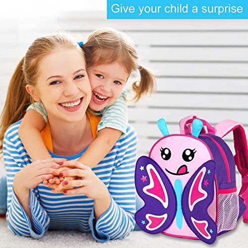 AGSDON Toddler Backpack with Leash, 9.5" Kids Butterfly Safety Leashes Removable Tether bookbag